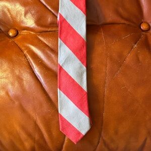 J. Crew Red and Off White Striped Tie